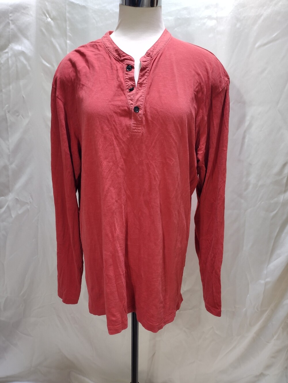Billy Reid Henley Tee Shirt Mens 2XL Long Sleeve Casual 1 Broken Button